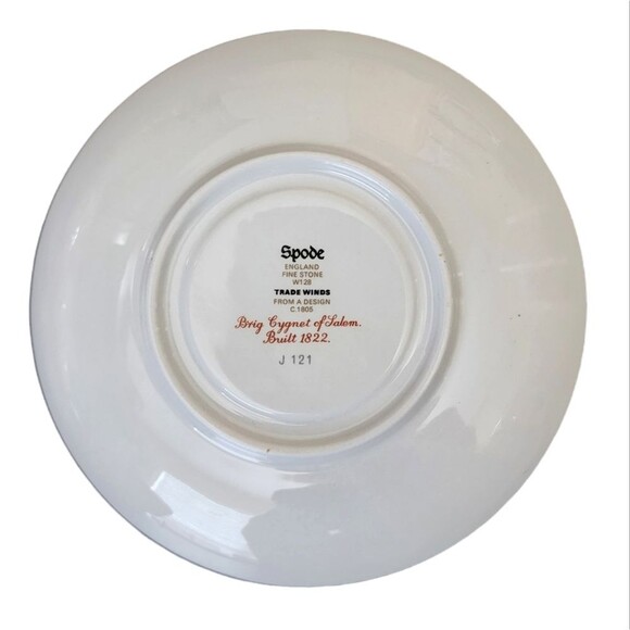 Spode Trade Winds Cup Saucer Red Gold England Fine Stone W128 Design C 1805 - Picture 4 of 11